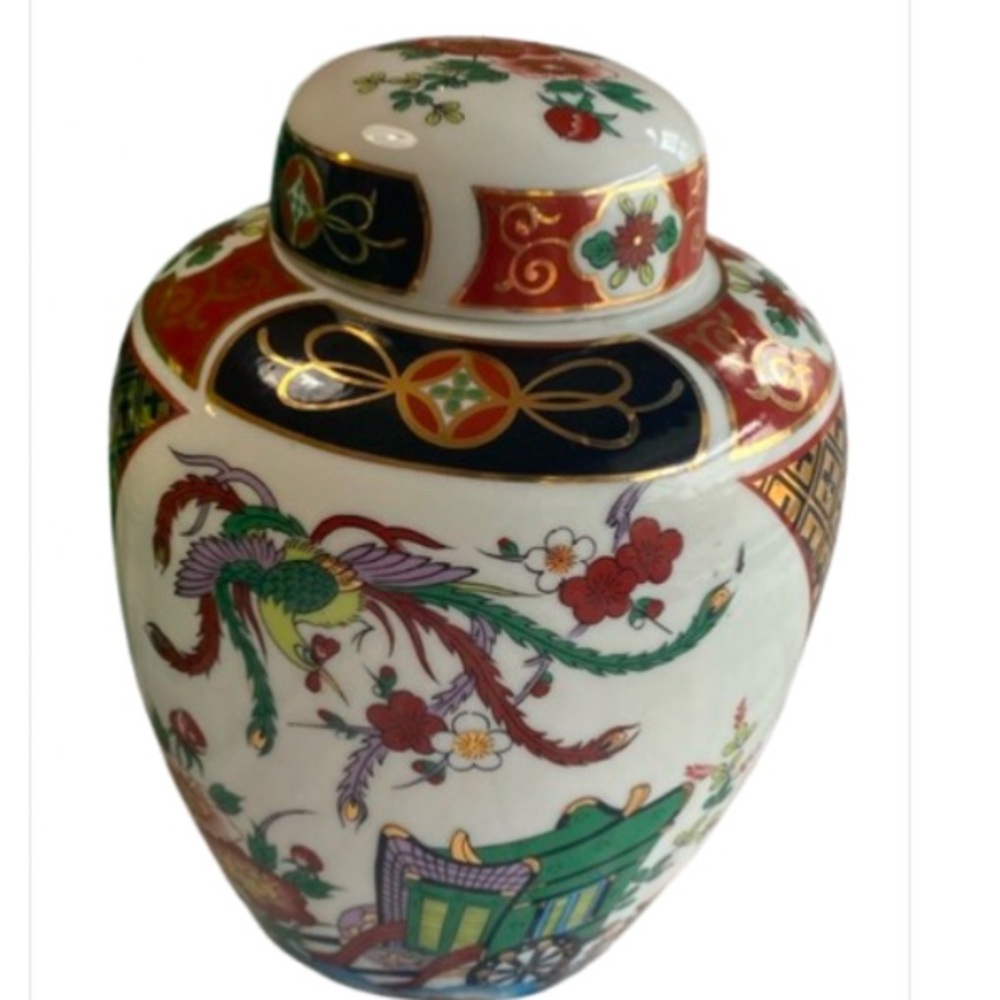 - 6" Gold Imari Hand Painted Ginger Jar Vase Made in Japan Vintage
